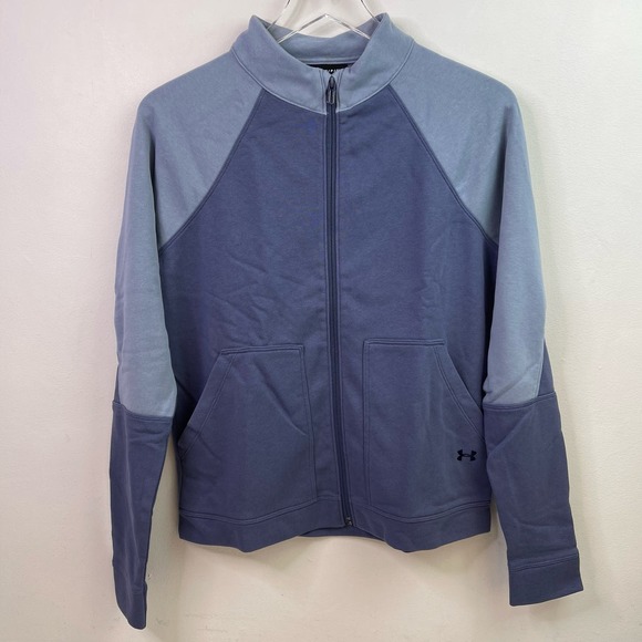 Under Armour Jackets & Blazers - Under Armour Blue Track Top Zip Jacket Loose Fit Pockets Women's Small 42-44 EUC
